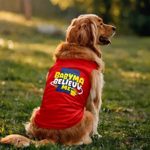 Babyma belieuv me dog tank in red color