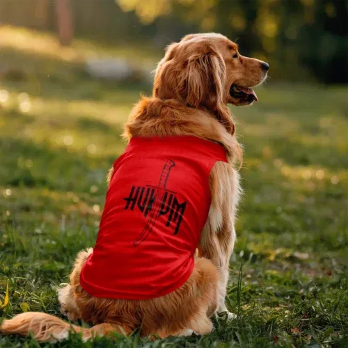 Hukum (black) dog tank in red color