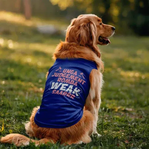 Unga judgement romba weak saarrr dog tank in royal blue color