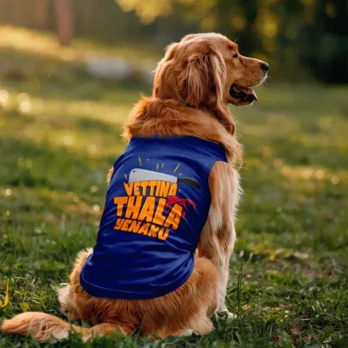 Vettina thala yenaku dog tank in royal blue color