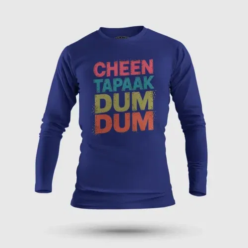 Cheen tapaak dum dum men/unisex long sleeve t-shirt in royal blue color