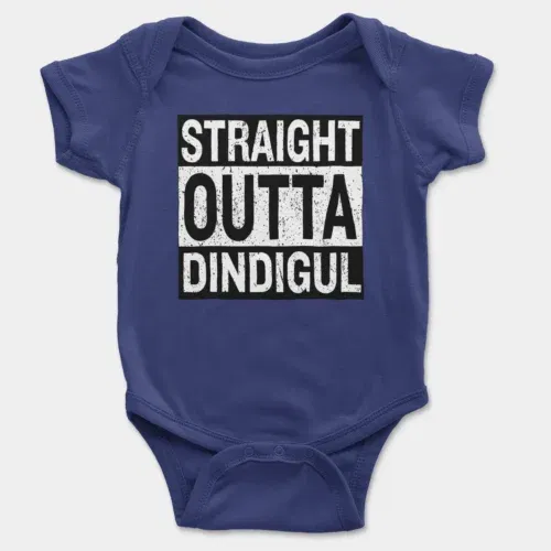 Straight outta dindigul onesie/romper in royal blue color