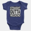 Straight Outta Weekend Onesie/Romper in Royal Blue Color