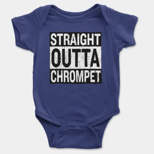 Straight outta chrompet onesie/romper in royal blue color