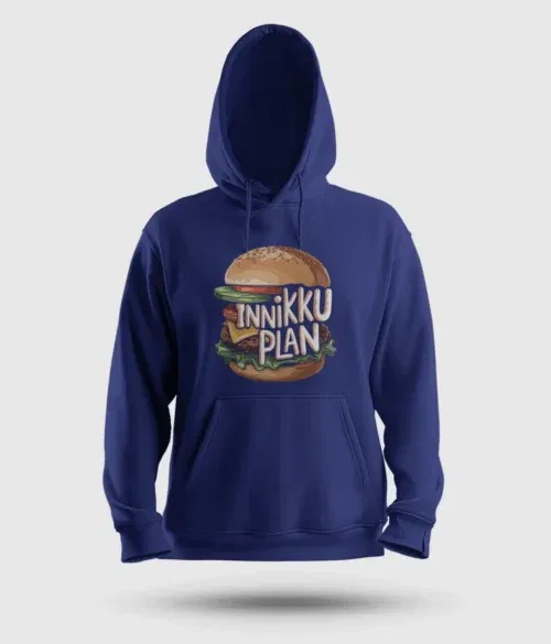 Innikki plan - burger men/unisex hoodie in royal blue color