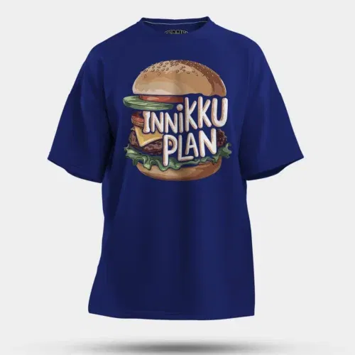 Innikki plan - burger men/unisex oversized t-shirt in royal blue color
