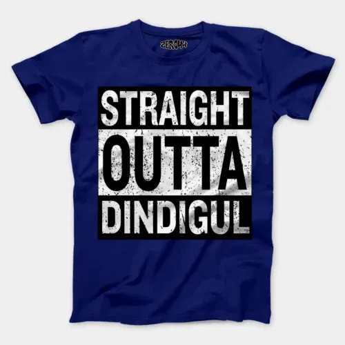 Straight outta dindigul men/unisex t-shirt in royal blue color