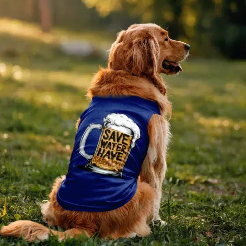 Save water and have sarakku dog tank in royal blue color