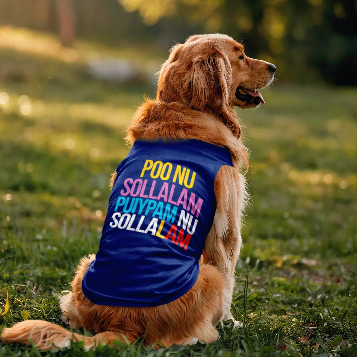 Poo Nu Sollalam Dog Tank in Royal Blue Color