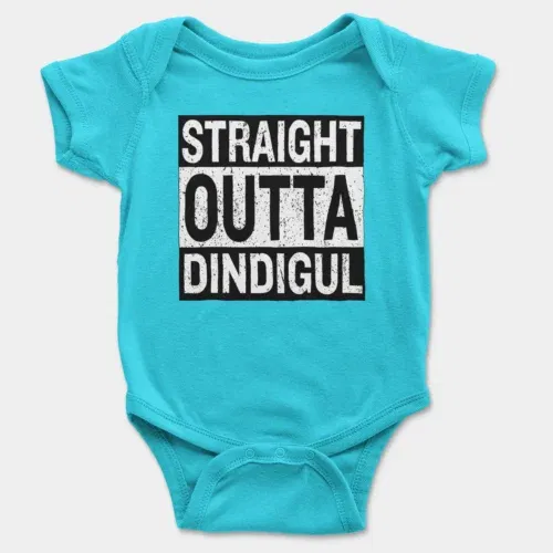 Straight outta dindigul onesie/romper in skyblue color