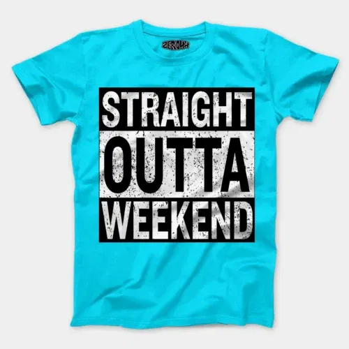 Straight outta weekend men/unisex t-shirt in skyblue color