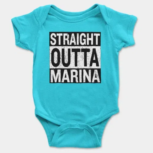 Straight outta marina onesie/romper in skyblue color