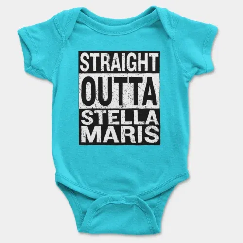 Straight outta stella maris onesie/romper in skyblue color