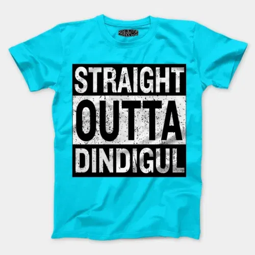 Straight outta dindigul men/unisex t-shirt in skyblue color