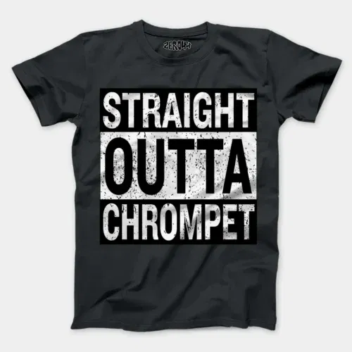 Straight outta chrompet men/unisex t-shirt in steel grey color