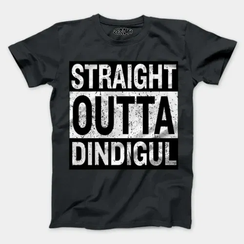 Straight outta dindigul men/unisex t-shirt in steel grey color