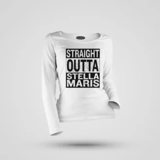 Straight Outta Stella Maris Women's Long Sleeve T-Shirt in White Color