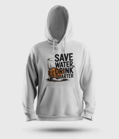 Save water drink quarter men/unisex hoodie in white color