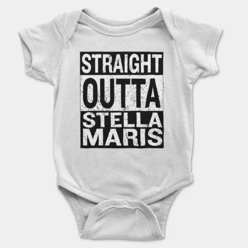 Straight outta stella maris onesie/romper in white color