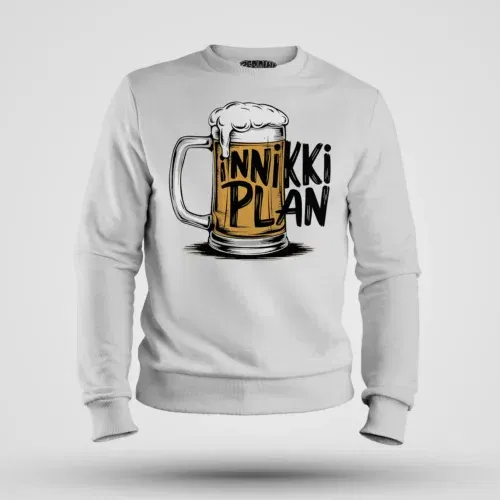 Inniki plan - beer men/unisex sweatshirt in white color