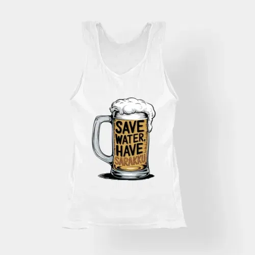 Save water and have sarakku women's tank top in white color