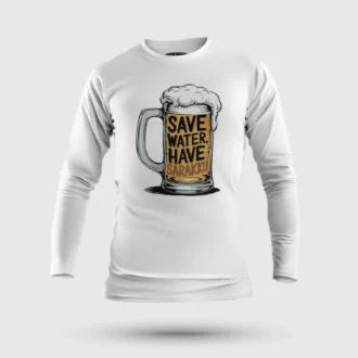 Save Water And Have Sarakku Men/Unisex Long Sleeve T-Shirt in White Color