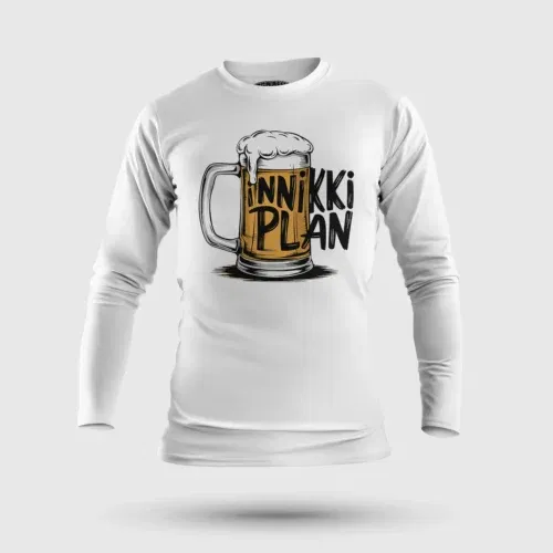 Inniki plan - beer men/unisex long sleeve t-shirt in white color