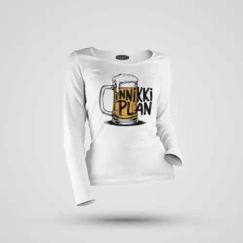Inniki plan - beer women's long sleeve t-shirt in white color