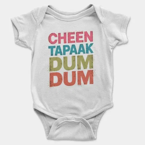 Cheen tapaak dum dum onesie/romper in white color