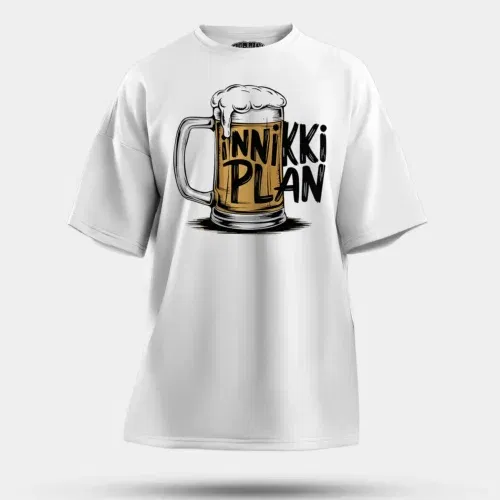 Inniki plan - beer men/unisex oversized t-shirt in white color