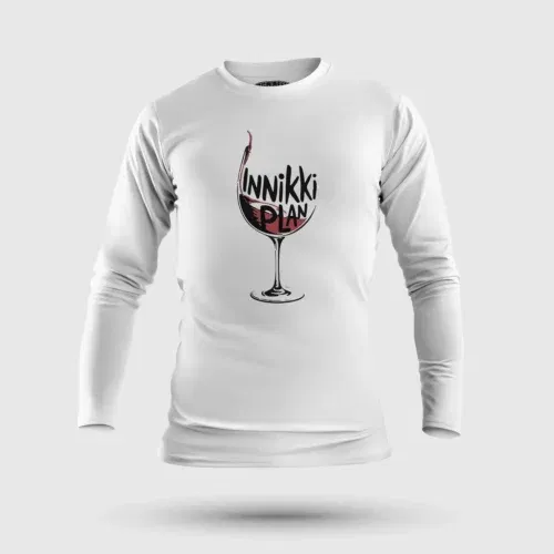 Innikki plan - wine men/unisex long sleeve t-shirt in white color