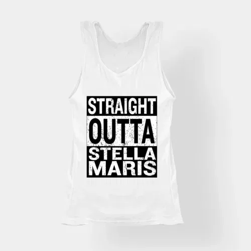 Straight outta stella maris women's tank top in white color