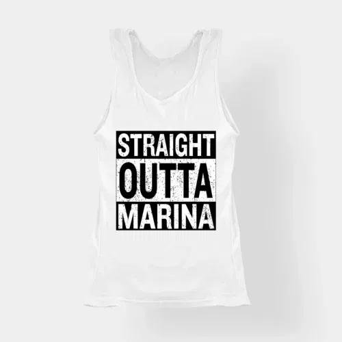 Straight outta marina women's tank top in white color
