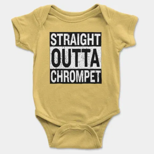 Straight outta chrompet onesie/romper in yellow color