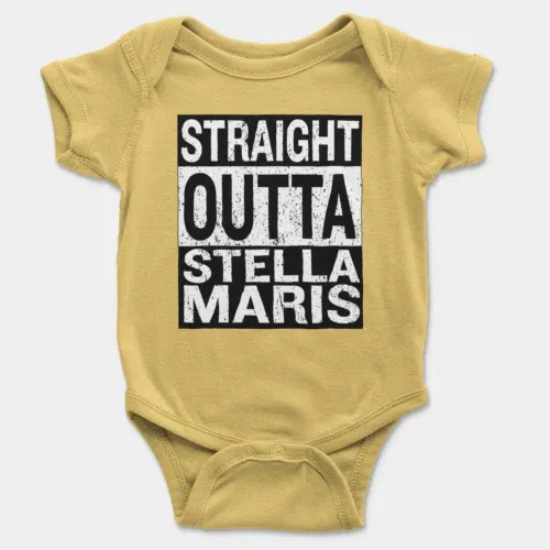 Straight outta stella maris onesie/romper in yellow color