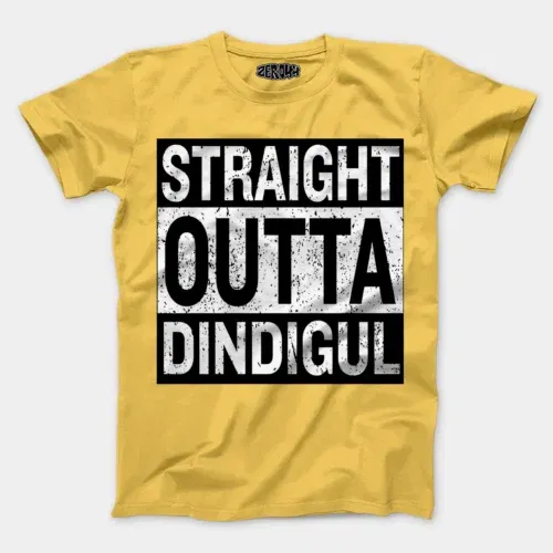 Straight outta dindigul men/unisex t-shirt in yellow color