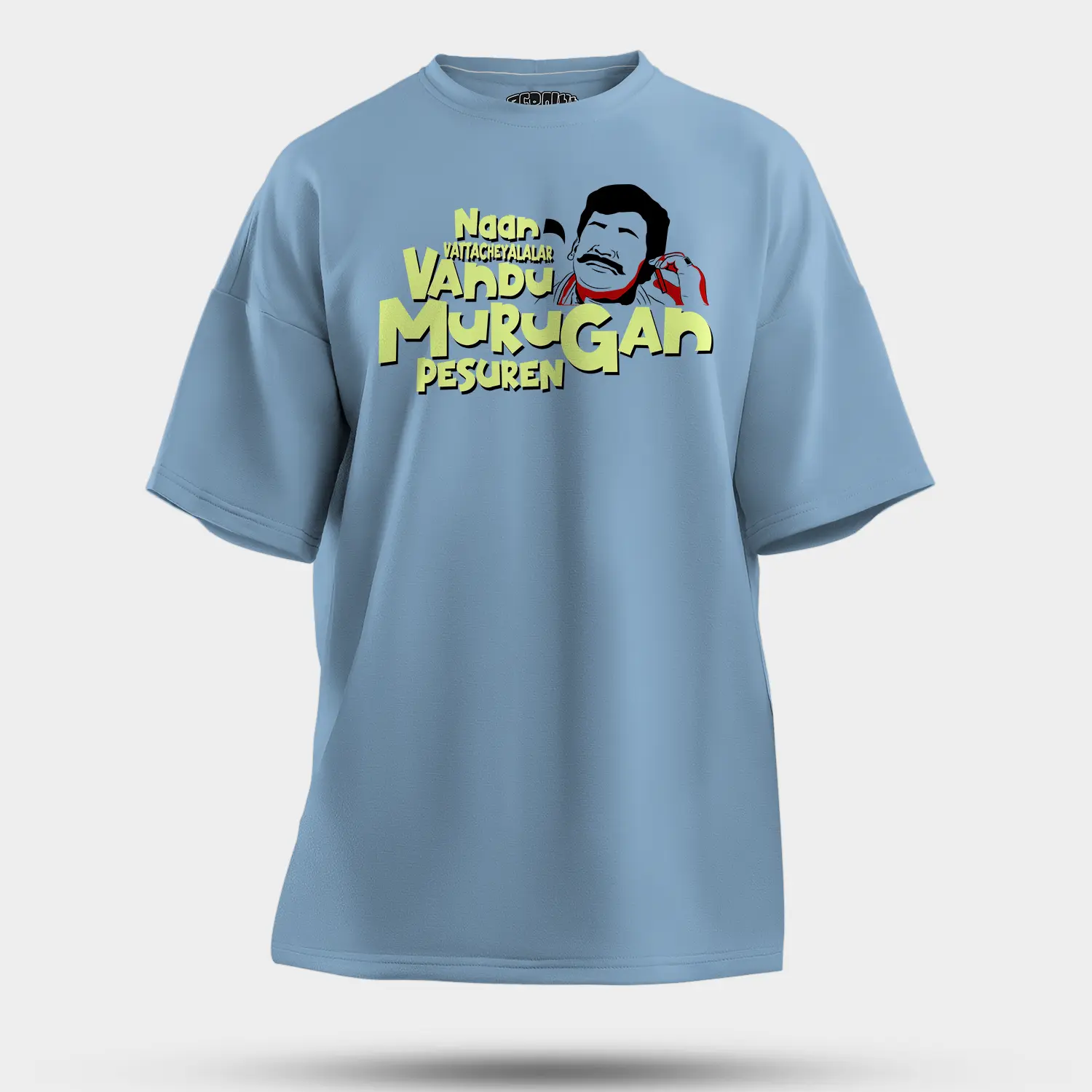 Naan Vattacheyalalar Vandu Murugan Pesuren Men/Unisex Oversized T-Shirt in Baby Blue Color