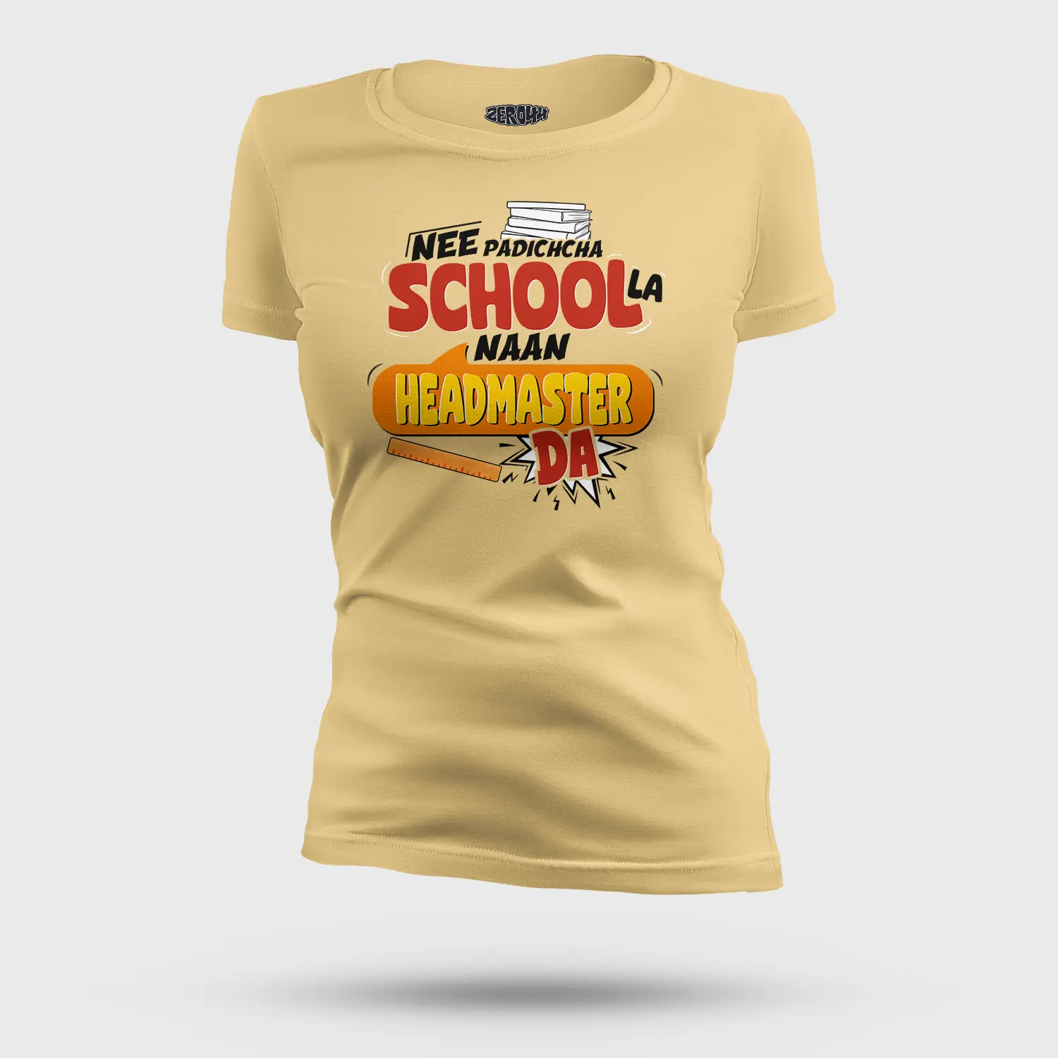 Nee Padicha School La Naan Headmaster Da Women's T-Shirt in Beige Color