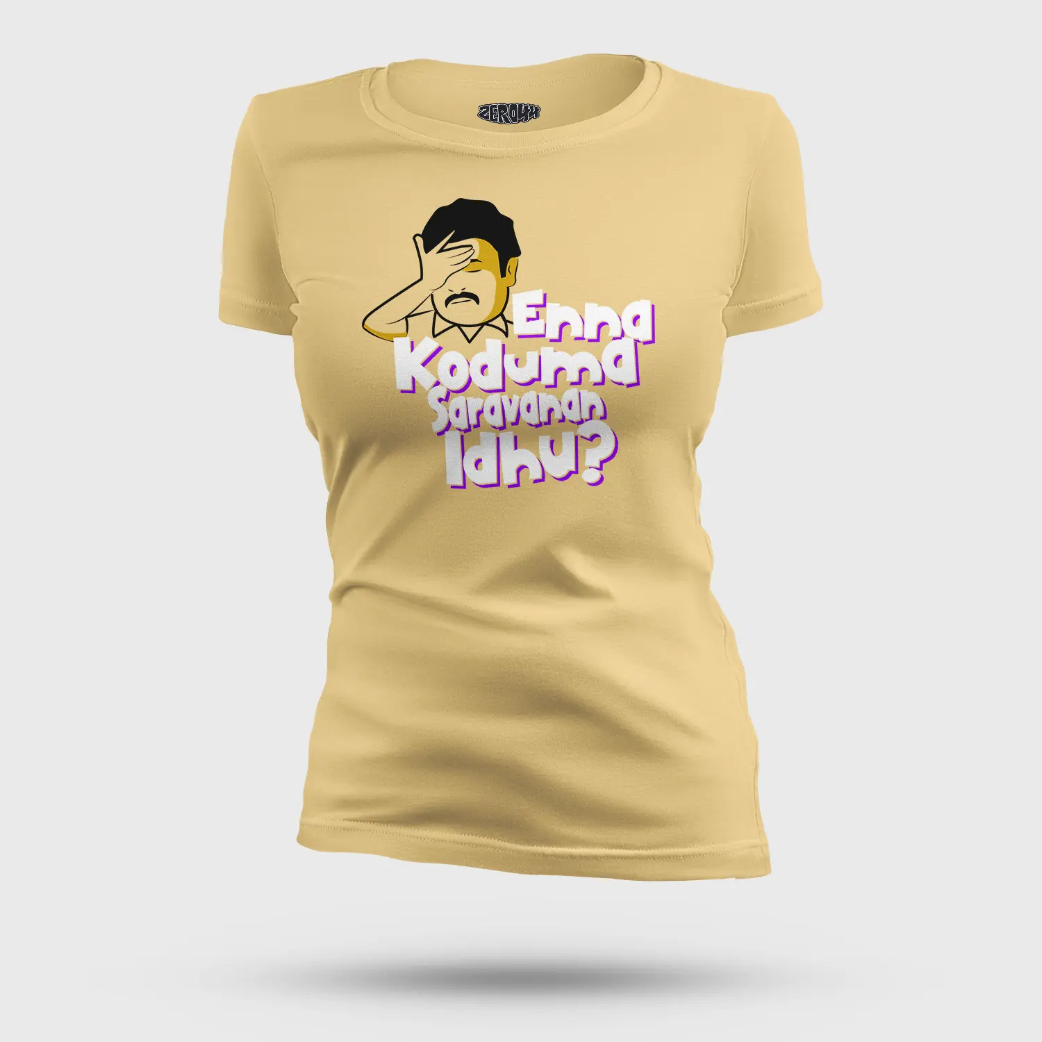 Enna Koduma Saravanan Idhu Women's T-Shirt in Beige Color