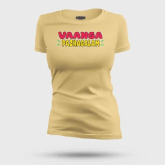 Vaanga Pazhagalam Women's T-Shirt in Beige Color