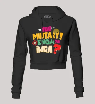 Yov Military, Nee Enga Ya Inga Women's Crop Hoodies in Black Color