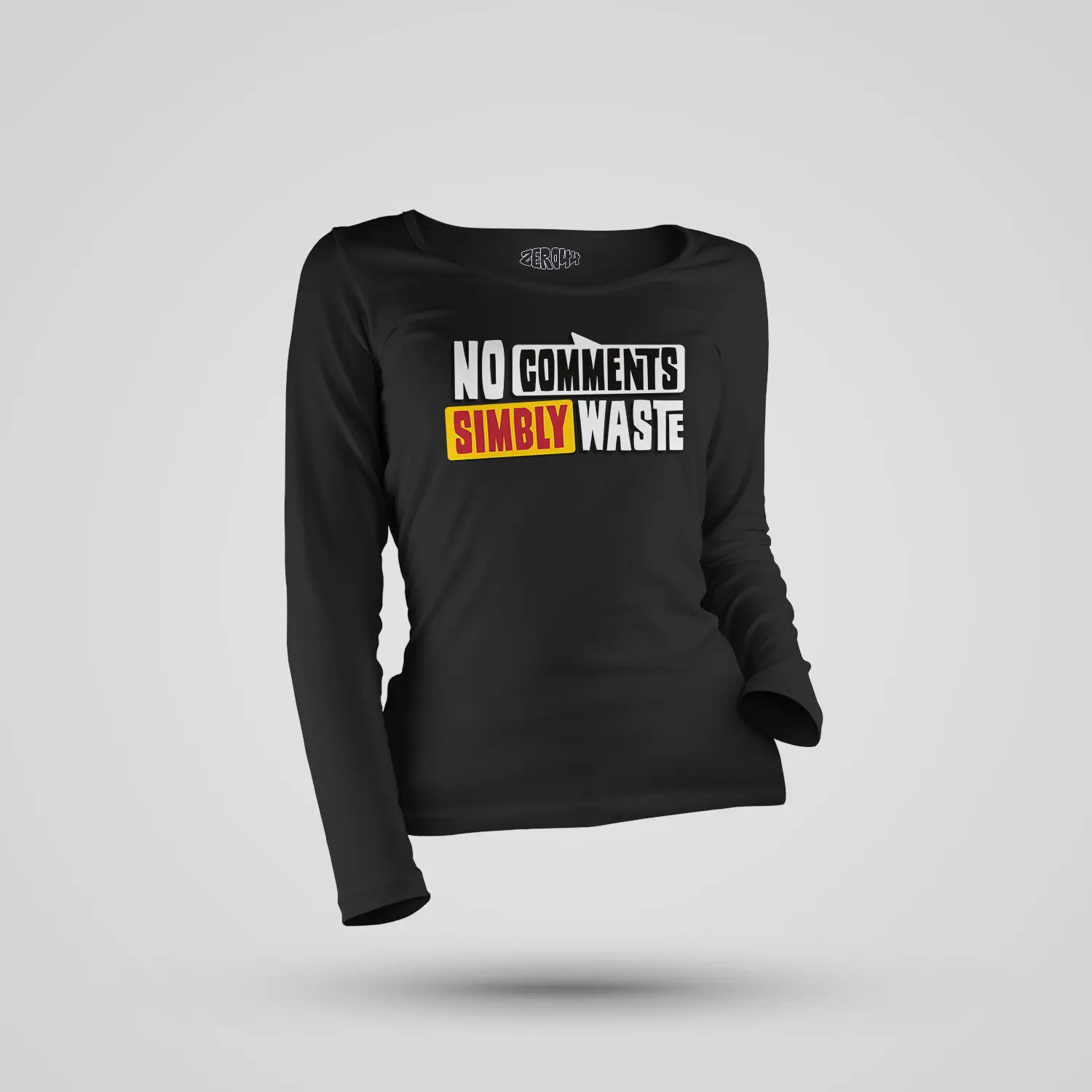 No Comments Simbly Waste Women's Long Sleeve T-Shirt in Black Color