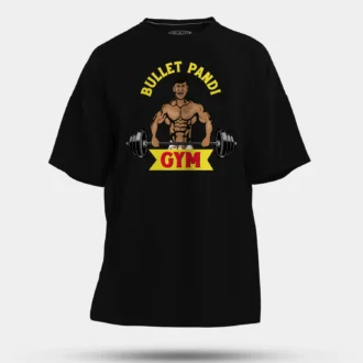 Bullet Pandi Gym Men/Unisex Oversized T-Shirt in Black Color