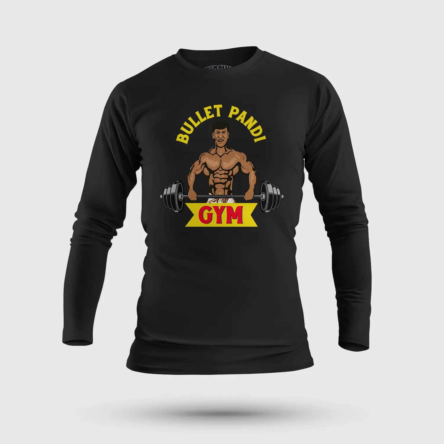 Bullet Pandi Gym Men/Unisex Long Sleeve T-Shirt in Black Color