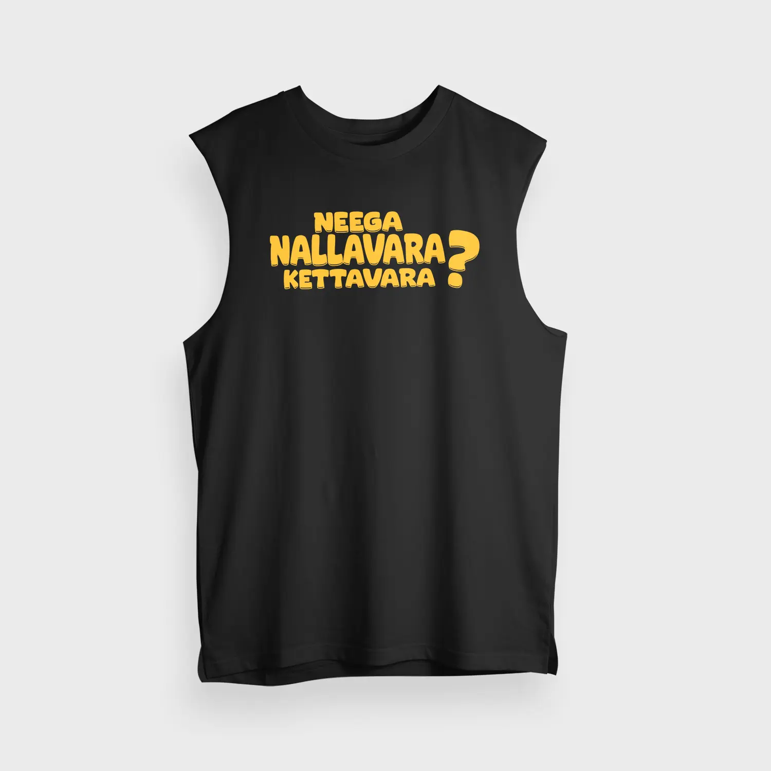 Neega Nallavara Kettavara Men/Unisex Tank Top in Black Color