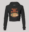 Biriyani Dhan Mukhiyam Veg Women's Crop Hoodies in Black Color