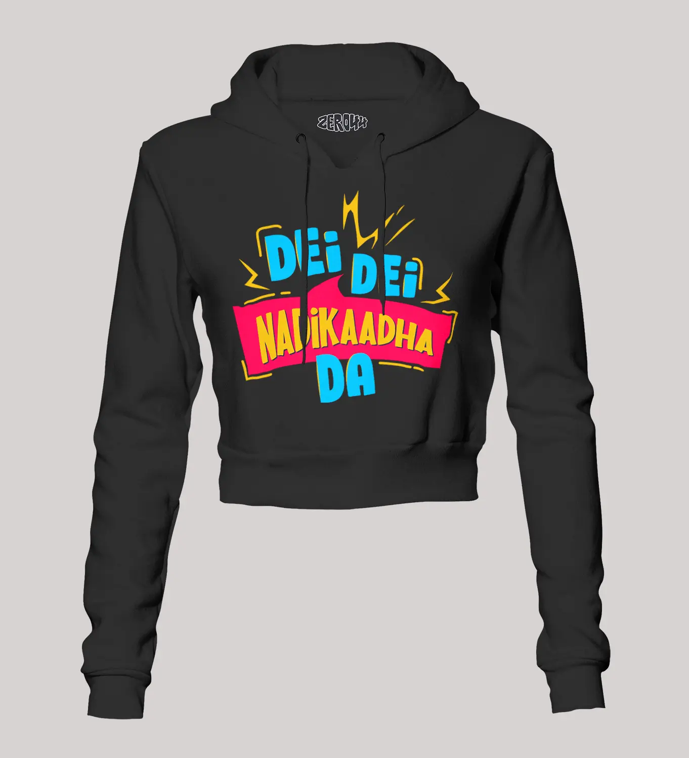 Dei Dei Nadikaadha Da Women's Crop Hoodies in Black Color