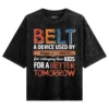 Belt A Device Dark Men/Unisex Acid Wash Oversized T-Shirt in Black Color