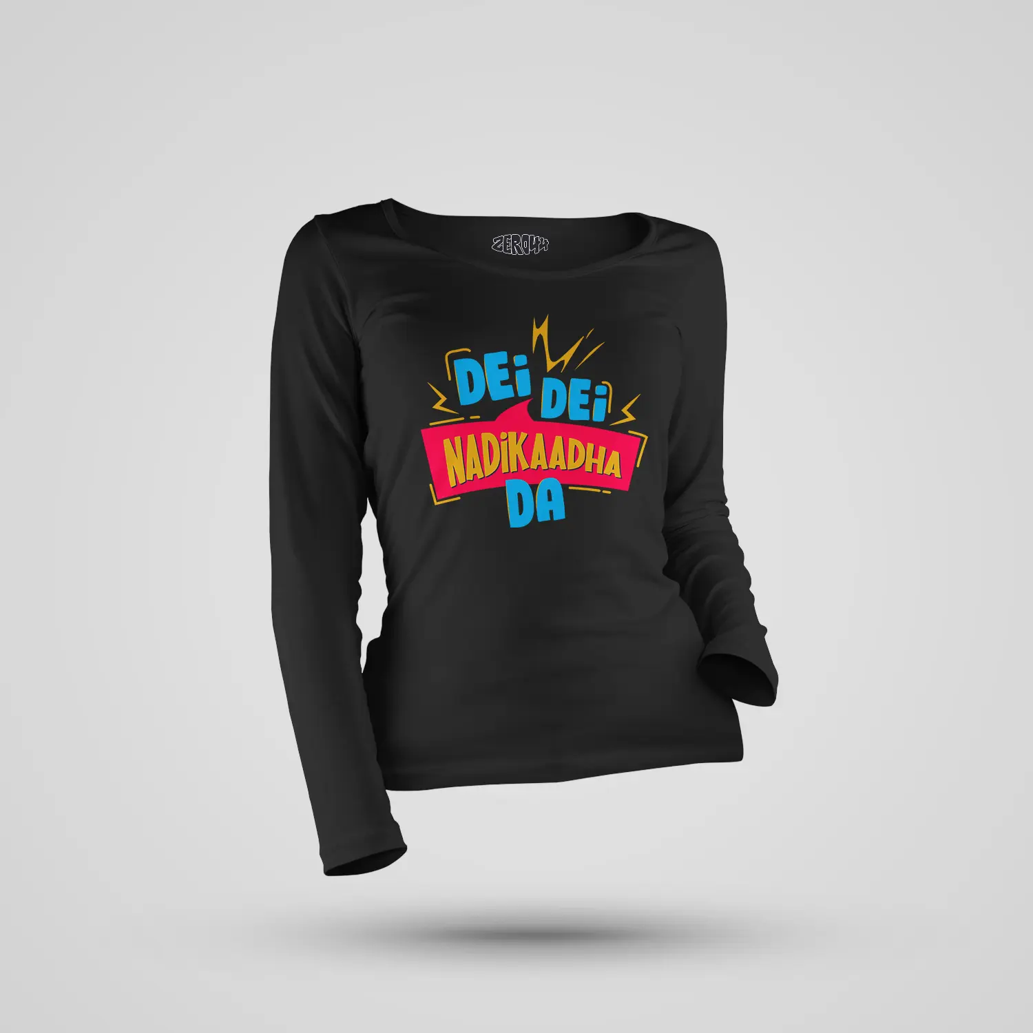 Dei Dei Nadikaadha Da Women's Long Sleeve T-Shirt in Black Color