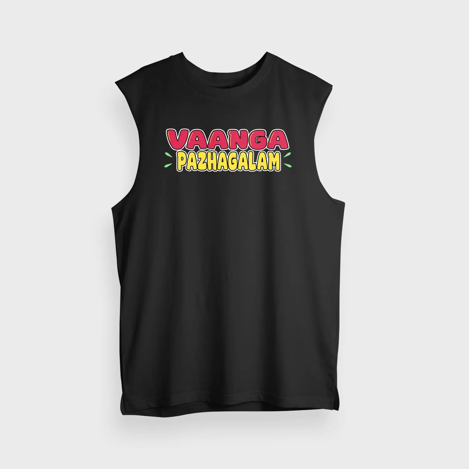 Vaanga Pazhagalam Men/Unisex Tank Top in Black Color